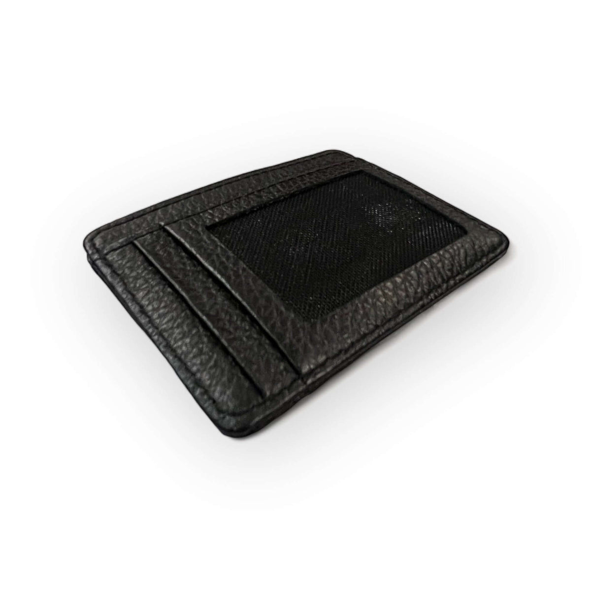 Noir Minimalist Leather Card Holder | 100 % Cow Leather | Front View | 7 Card Slots | 1 Cash Pocket
