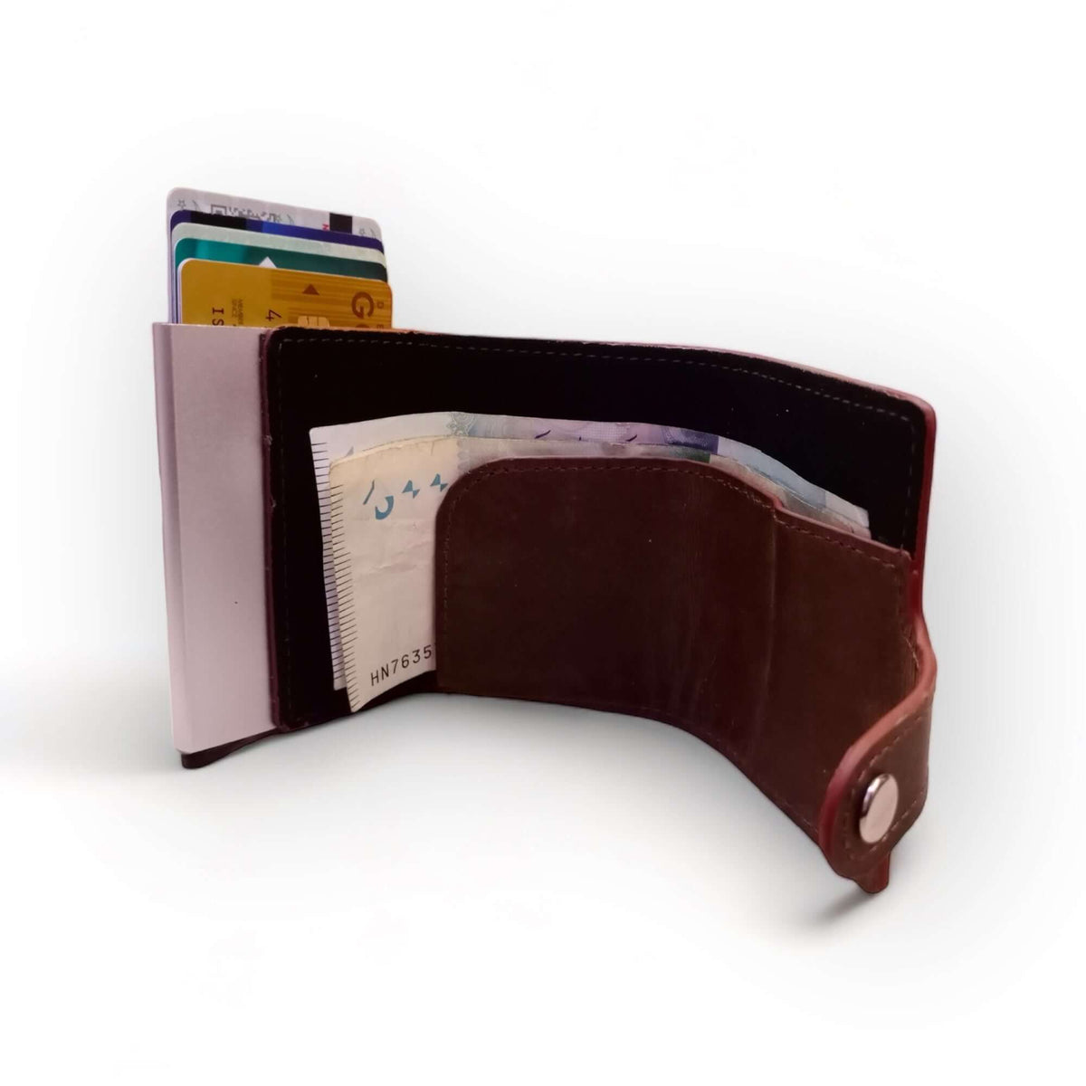Horizon Pop-Up Leather Card Holder | Inside View | Dedicated Cash Slot | Upto 6 Cards in the Holder