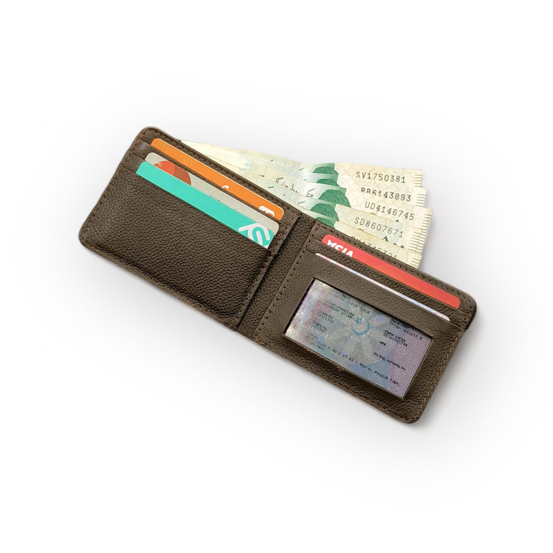 Ignite Sideways Leather Wallet | Cow Leather | Brown Color | 1 Cash Pocket | 5 Card Slots | 1 Outer Pocket